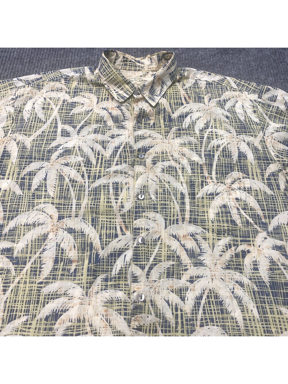 Tori Richard Hawaiian Shirt Mens XL Geometric AOP Bamboo Palm Trees Button Up